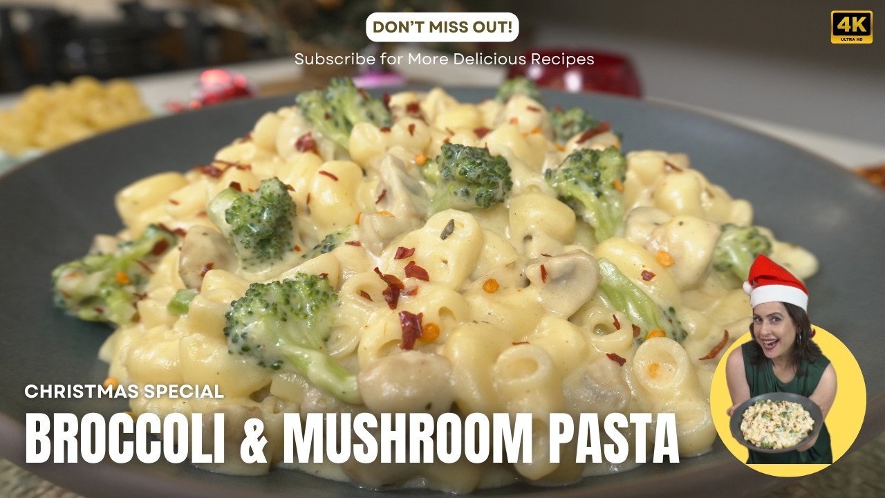 No-Oven Broccoli & Mushroom Pasta (Creamy White Sauce | 20-Minute Recipe)